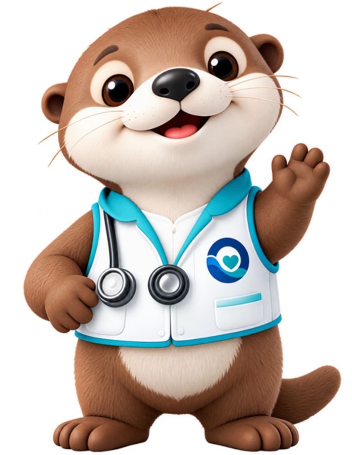 Orvie, the Orvie otter mascot, waving.